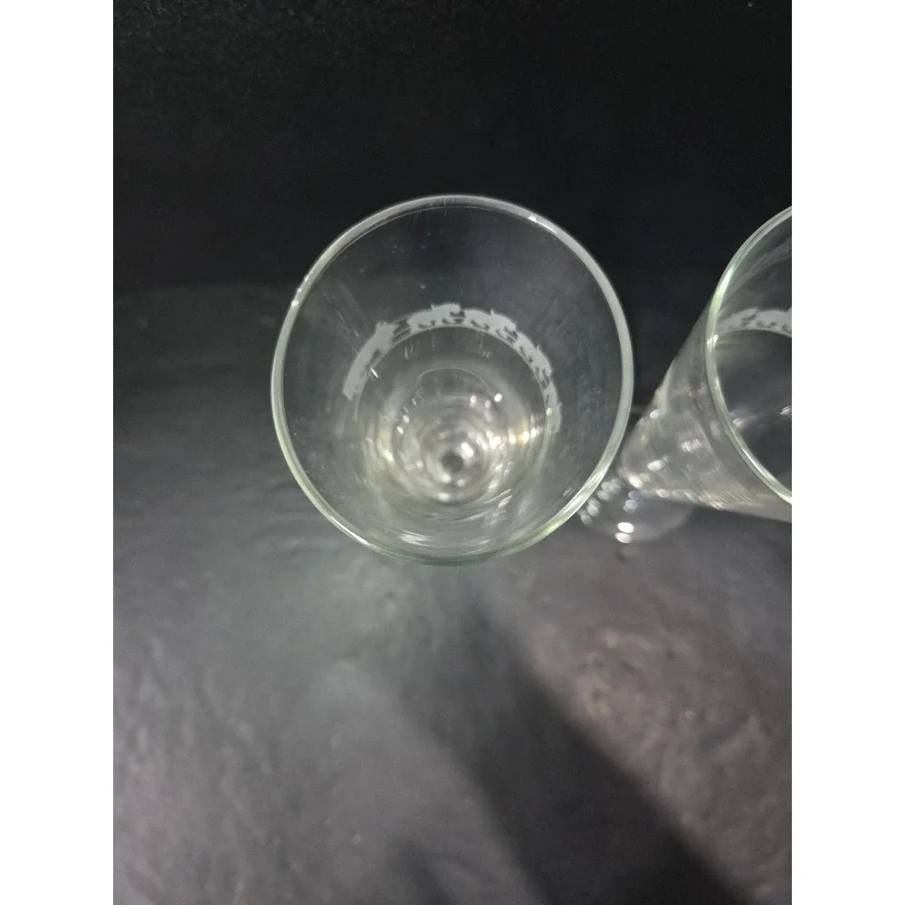 Anheuser Busch Glass Pilsners, Set of 2, Clydesdales Wagon Etched, Beer‎ Glasses